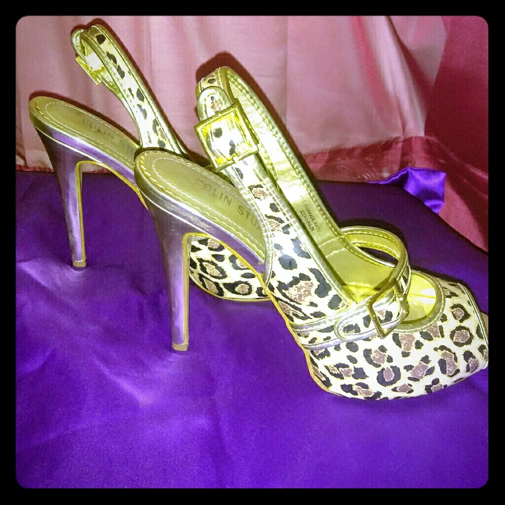 Gold Leopard print Heels